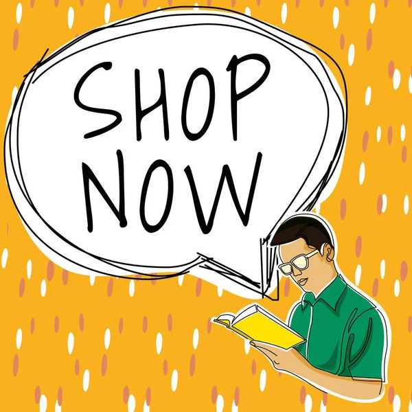 Handschrift Shop Now Word Written Action Activity Purchasing Goods Stores — Stockfoto