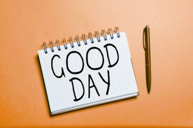 Kavramsal gösterim İyi günler, iş görüşü harika havanın tadını çıkarmak çok eğlenmek