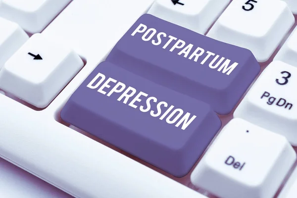Text sign showing Postpartum Depression, Word Written on a mood disorder involving intense depression after giving birth