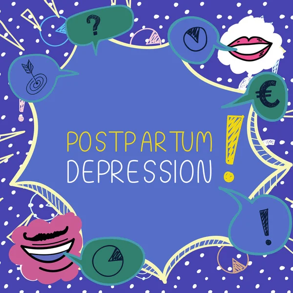 Conceptual display Postpartum Depression, Word Written on a mood disorder involving intense depression after giving birth