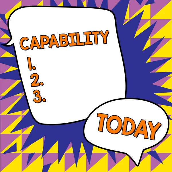 Conceptueel Bijschrift Capability Word Written Facility Potential Indicated Use Deployment — Stockfoto