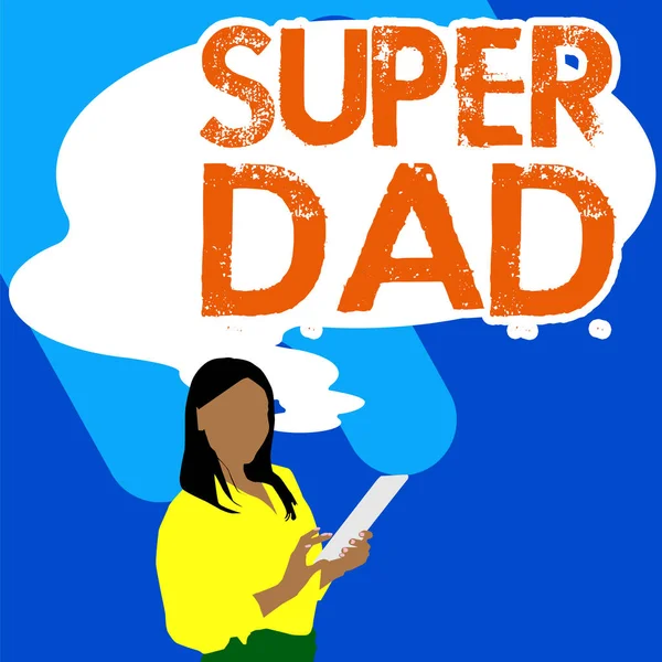 Texto Presentando Super Dad Visión General Negocios Niños Ídolo Super — Foto de Stock