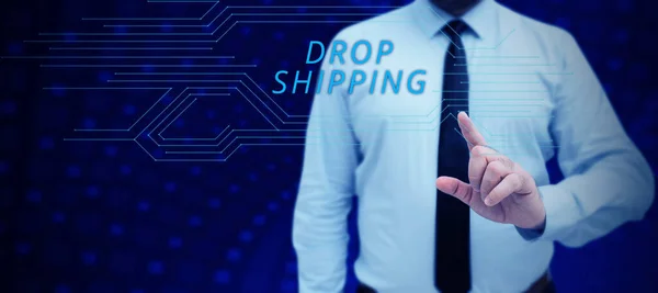 Sinal Escrita Mão Drop Shipping Word Escrito Para Enviar Mercadorias — Fotografia de Stock
