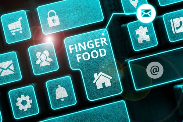 Text Bildtext Som Presenterar Finger Food Word För Produkter Och — Stockfoto