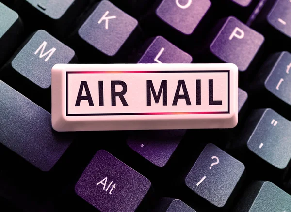 Text Bildtext Som Presenterar Air Mail Företag Närma Påsar Med — Stockfoto