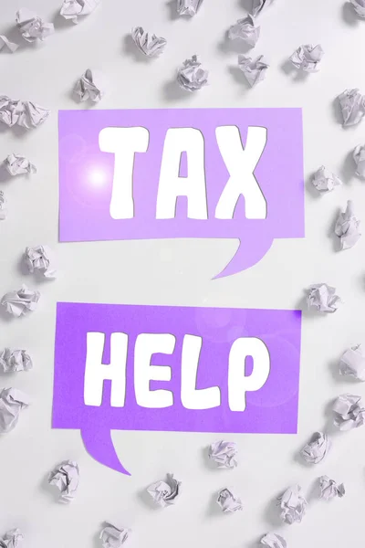 Escrita Exibindo Texto Tax Help Business Showcase Assistência Contribuição Obrigatória — Fotografia de Stock
