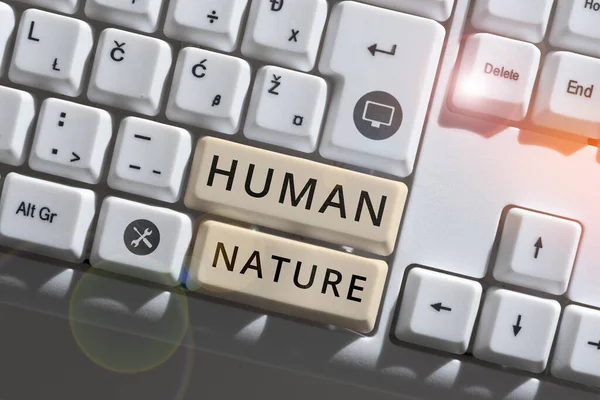 Sinal Escrita Mão Natureza Humana Visão Geral Negócio Características Psicológicas — Fotografia de Stock
