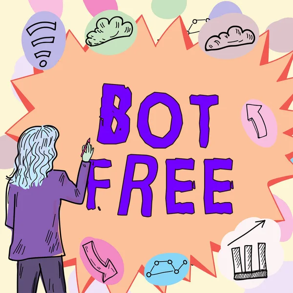 Podpis Koncepcyjny Bot Free Concept Oznacza Program Komputerowy Który Działa — Zdjęcie stockowe