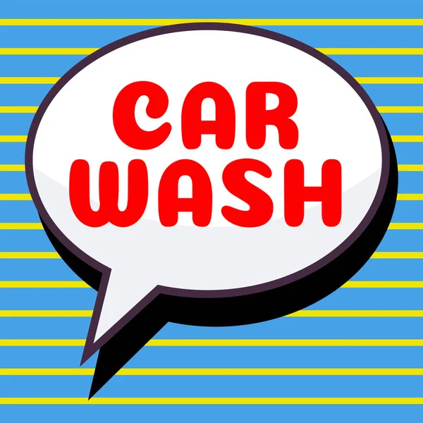 Car Wash Word Für Ein Gebäude Das Geräte Zum Waschen — Stockfoto