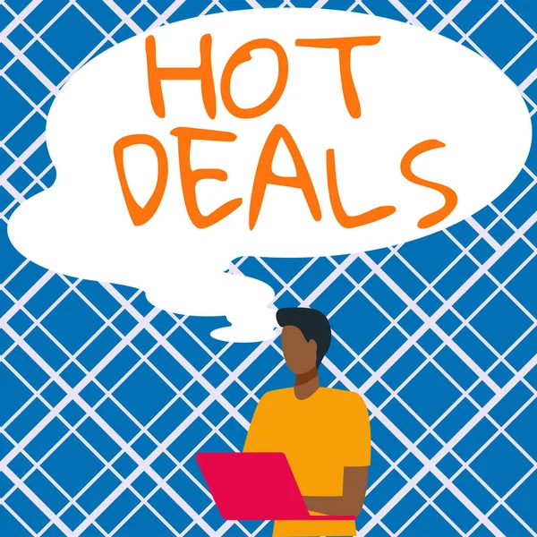 Konceptuell Bildtext Hot Deals Business Showcase Ett Avtal Genom Vilket — Stockfoto