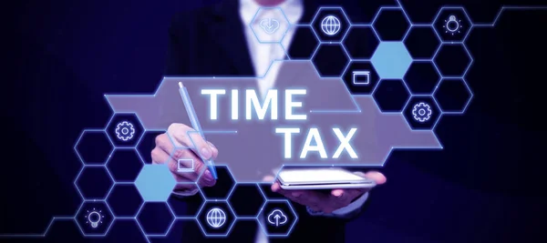 Tandatangan Tulisan Tangan Time Tax Tinjauan Bisnis Ketika Pembayar Pajak — Stok Foto
