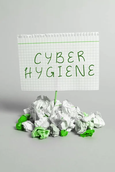 Handschrift Teken Cyber Hygiëne Business Idee Stappen Die Computergebruikers Nemen — Stockfoto