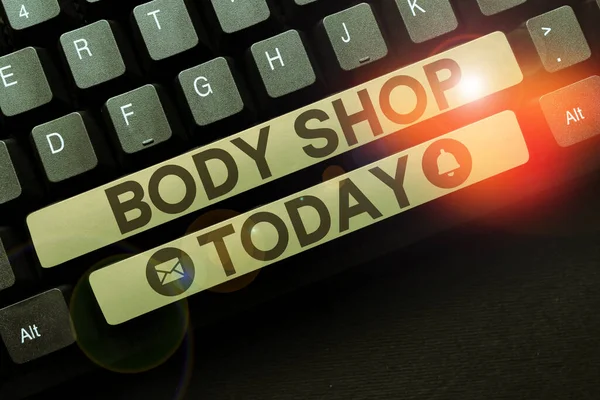 Text sign showing Body Shop, Conceptual photo a shop where automotive bodies are made or repaired