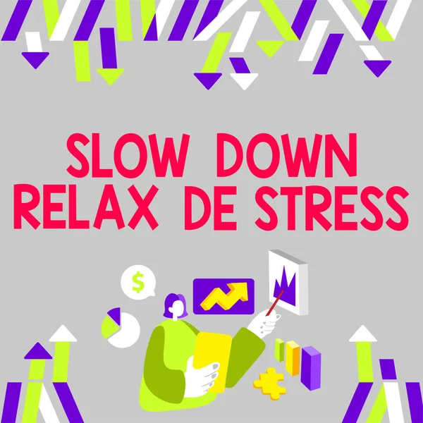 Tekst Pokazujący Inspirację Slow Relax Stress Business Showcase Zmniejsz Poziom — Zdjęcie stockowe