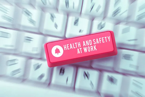 Writing displaying text Health And Safety At Work, Business concept Secure procedures prevent accidents avoid danger