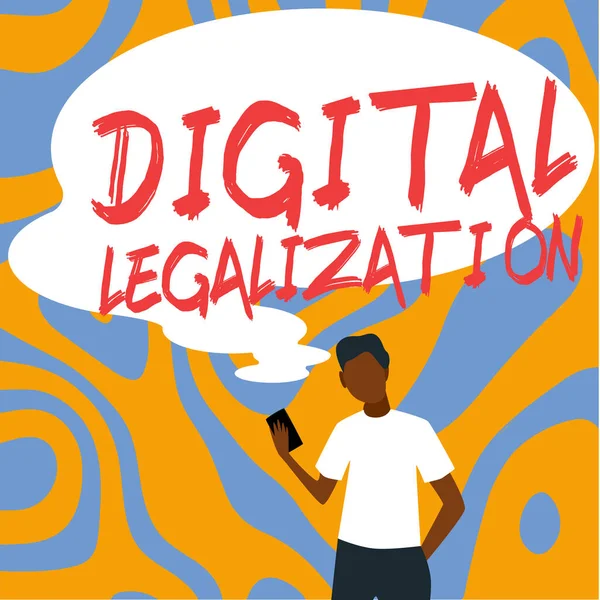 Ręczne Pisanie Znaku Cyfrowa Legalizacja Słowo Dla Towarzyszy Technologii Lub — Zdjęcie stockowe