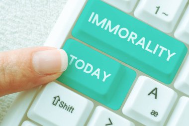 Ahlaksızlığı, iş fikrini, ahlaksızlığı veya ahlaksızlığı gösteren metin yazısı