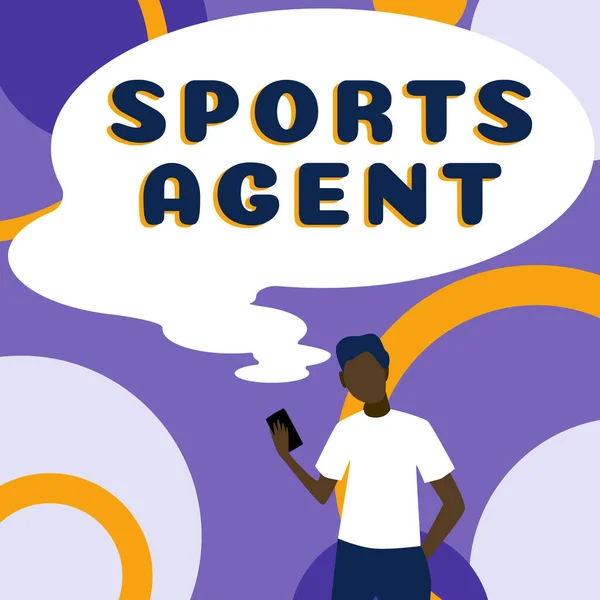 Sign Exibindo Sports Agent Internet Concept Pessoa Gerencia Recrutamento Para — Fotografia de Stock