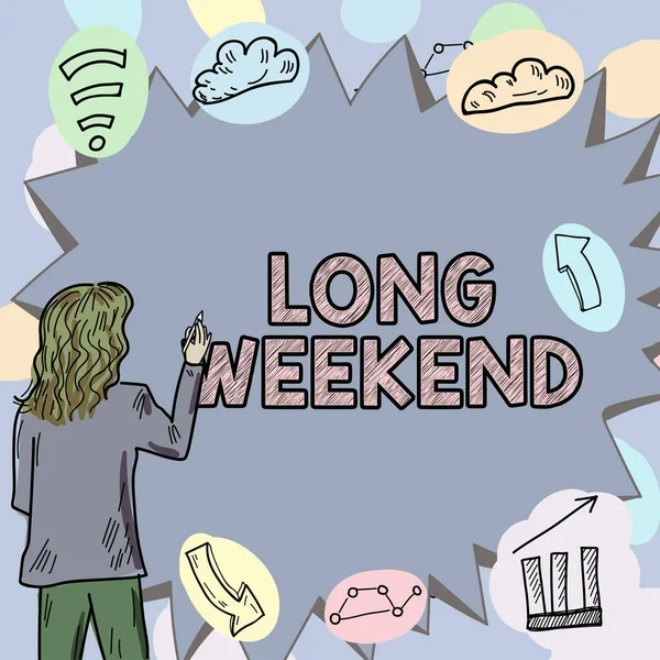 Handgeschriebenes Schild Langes Wochenende Konzept Bedeutet Verlängerte Urlaubszeit Erholsame Freizeit — Stockfoto