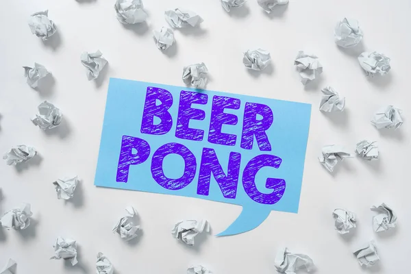 Sinal Texto Mostrando Beer Pong Foto Conceitual Jogo Com Conjunto — Fotografia de Stock