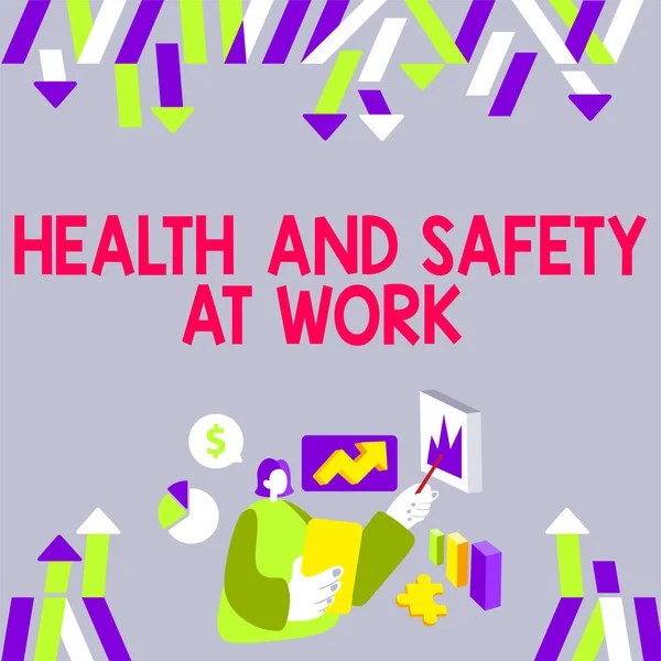 Conceptual caption Health And Safety At Work, Business idea Secure procedures prevent accidents avoid danger