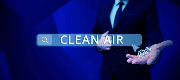 Text sign showing Clean Air, Concept meaning air that has no harmful levels of dirt and chemicals in it