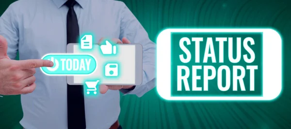 Exibição Conceitual Status Report Business Approach Update Resumo Das Situações — Fotografia de Stock