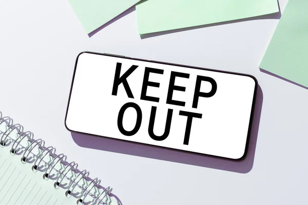 Text sign showing Keep Out, Concept meaning to stop someone or something from going into a place Danger sign