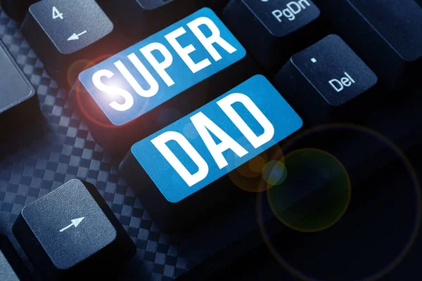 Fogalmi Felirat Super Dad Internet Concept Gyermekek Bálvány Szuperhős Inspirációt — Stock Fotó