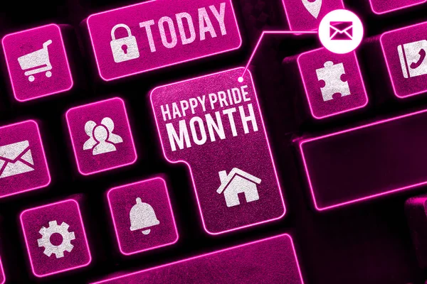 Konceptvisning Happy Pride Month Affärsöversikt Period Njutning Tillfredsställelse Härrör Från — Stockfoto