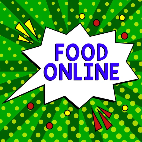 コンセプト表示 Food Online電話アプリやウェブサイトで何か食べたいというビジネスコンセプト — ストック写真