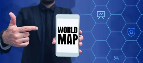 Didascalia Concettuale Mappa Del Mondo Internet Concetto Una Rappresentazione Diagrammatica — Foto Stock