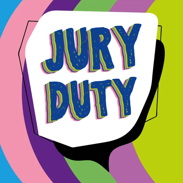 陪审团责任 商业方法义务或作为陪审团成员在法庭上发挥作用的一段时间 — 图库照片