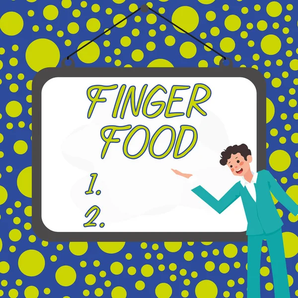 Kavramsal Gösterim Parmak Gıdası Kavramsal Kavram Yemek Için Parmaklarıyla Tutulması — Stok fotoğraf