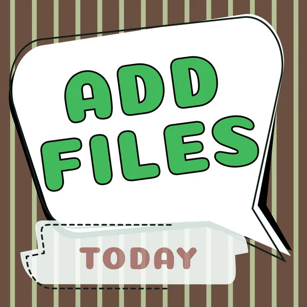 Znak Tekstowy Pokazujący Add Files Conceptual Photo Aby Umieścić Więcej — Zdjęcie stockowe