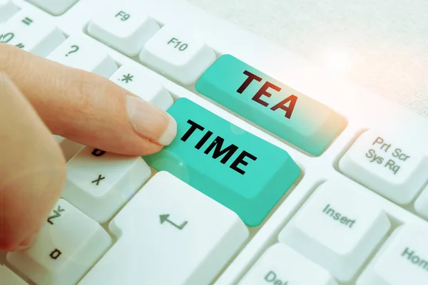 Inspiration Montrant Signe Tea Time Internet Concept Moment Après Midi — Photo