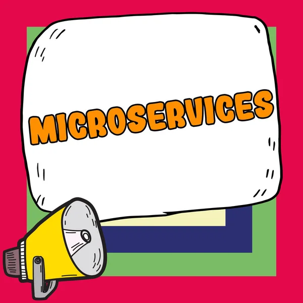 Text Sign Showing Microservices Concept Jelentése Szoftverfejlesztési Technika Egyfunkciós Modul — Stock Fotó