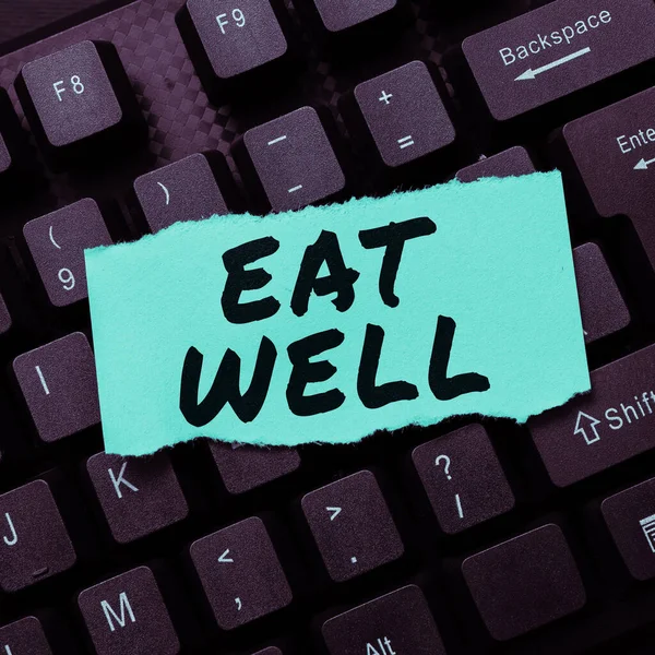 Inspiration showing sign Eat Well, Business overview Practice of eating only foods that are whole and not processed