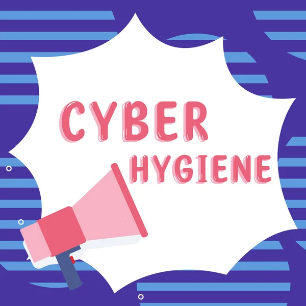Χειρόγραφο Κείμενο Cyber Hygiene Εννοιολογικά Βήματα Φωτογραφιών Που Παίρνουν Χρήστες — Φωτογραφία Αρχείου
