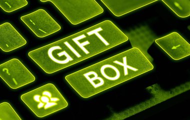 El yazısı tabelası, hediye kutusu, iş vitrini hediyeleri taşıyabilen küçük bir paravan.