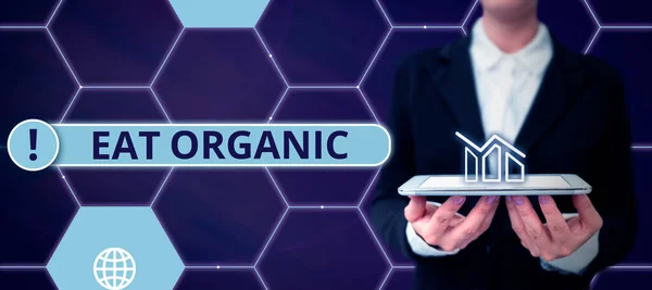 Texto Caligrafia Comer Orgânico Ideia Negócio Redução Comer Doces Controle — Fotografia de Stock