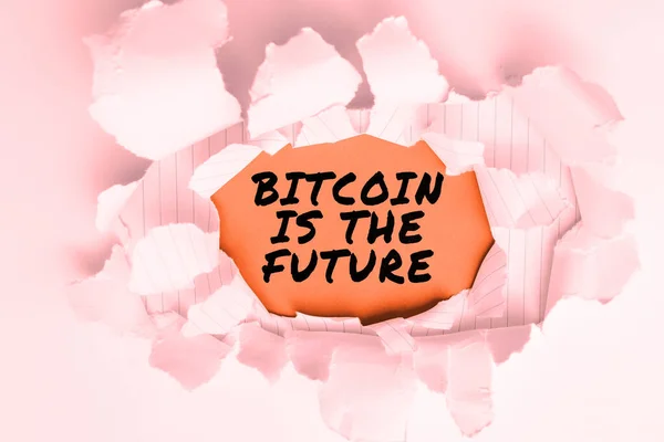 Inspiração Mostrando Sinal Bitcoin Futuro Conceito Negócio Mercado Digital Onde — Fotografia de Stock