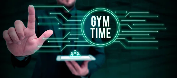 Signo Texto Que Muestra Gym Time Negocio Muestra Una Motivación — Foto de Stock