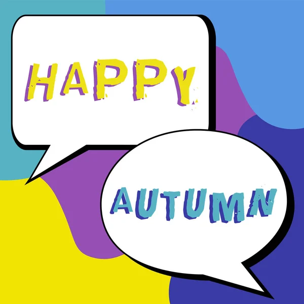 Sinal Escrita Mão Feliz Outono Conceito Negócio Comemoração Milestone Especial — Fotografia de Stock