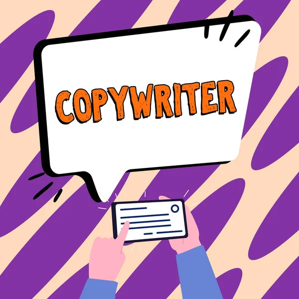Assinar Exibindo Copywriter Internet Concept Escrever Texto Anúncios Material Publicidade — Fotografia de Stock