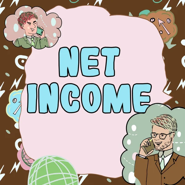 Tekst Bijschrift Met Netto Inkomen Woord Voor Het Bruto Inkomen — Stockfoto
