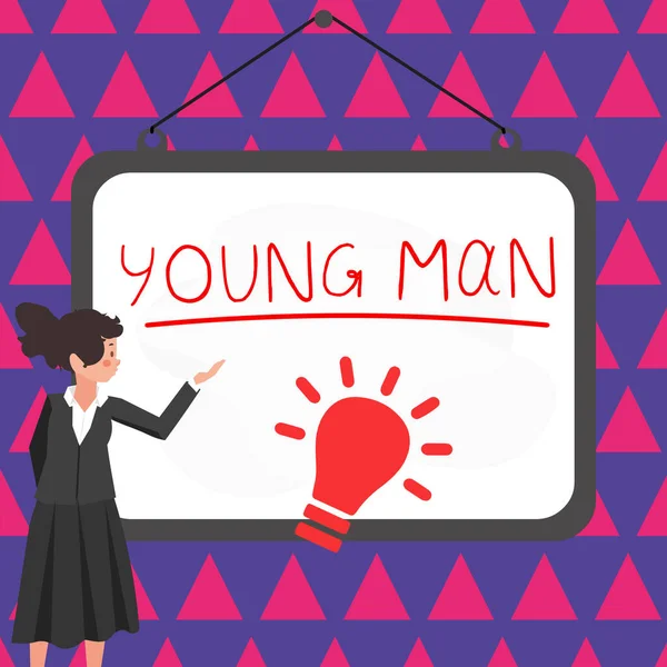 Έμπνευση Δείχνει Σημάδι Νεαρός Επιχειρηματική Έννοια Ένας Άνθρωπος Που Δεν — Φωτογραφία Αρχείου