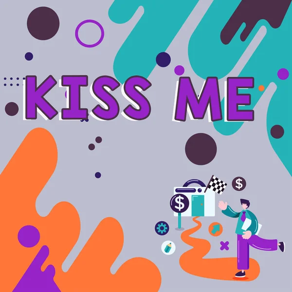Sign Displaying Kiss Business Kirakat Informálisan Kérje Hogy Érintse Meg — Stock Fotó