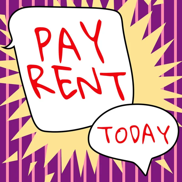 Szöveg Felirat Bemutatása Pay Rent Üzleti Áttekintés Fizetni Pénzt Cserébe — Stock Fotó