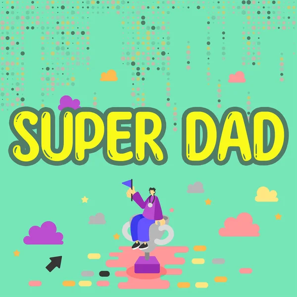 Κείμενο Λεζάντα Που Παρουσιάζει Super Dad Business Βιτρίνα Παιδικό Είδωλο — Φωτογραφία Αρχείου